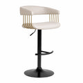 Tabouret de bar réglable en cuir synthétique Beige avec accoudoirs dorés