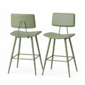 Lot de 2 tabourets de bar en métal et cuir synthétique Vert