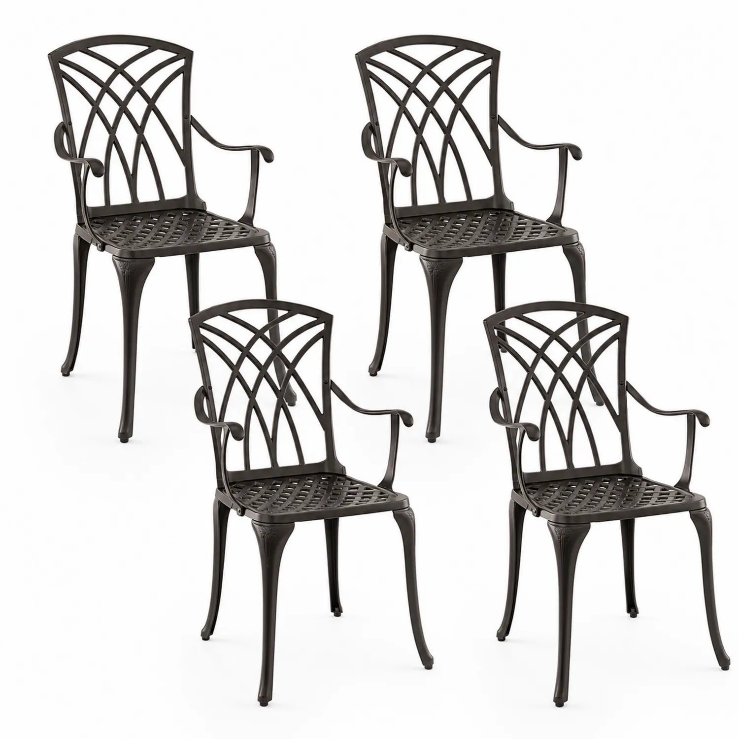 Lot de 4 chaises en métal avec accoudoirs Noir