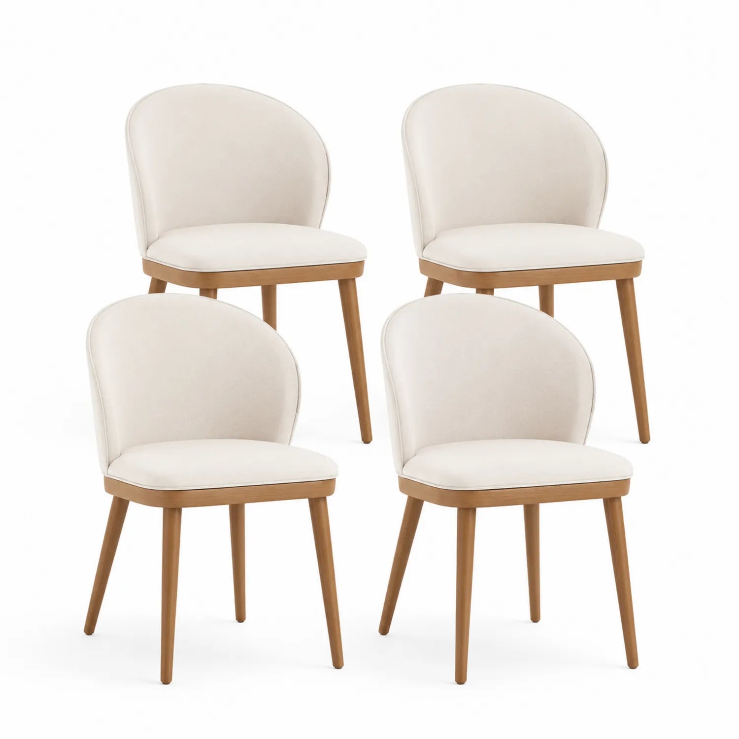 Lot de 4 chaises en tissu avec pieds en bois