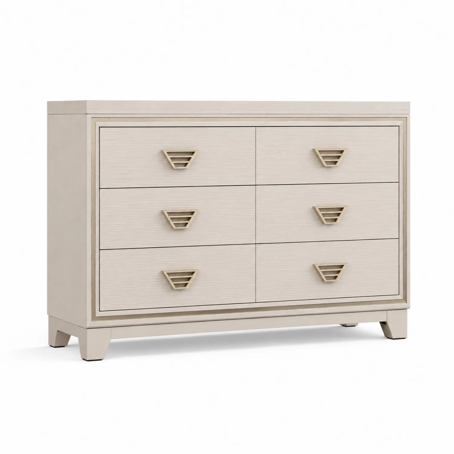 Commode en bois avec 6 tiroirs Beige 120 cm