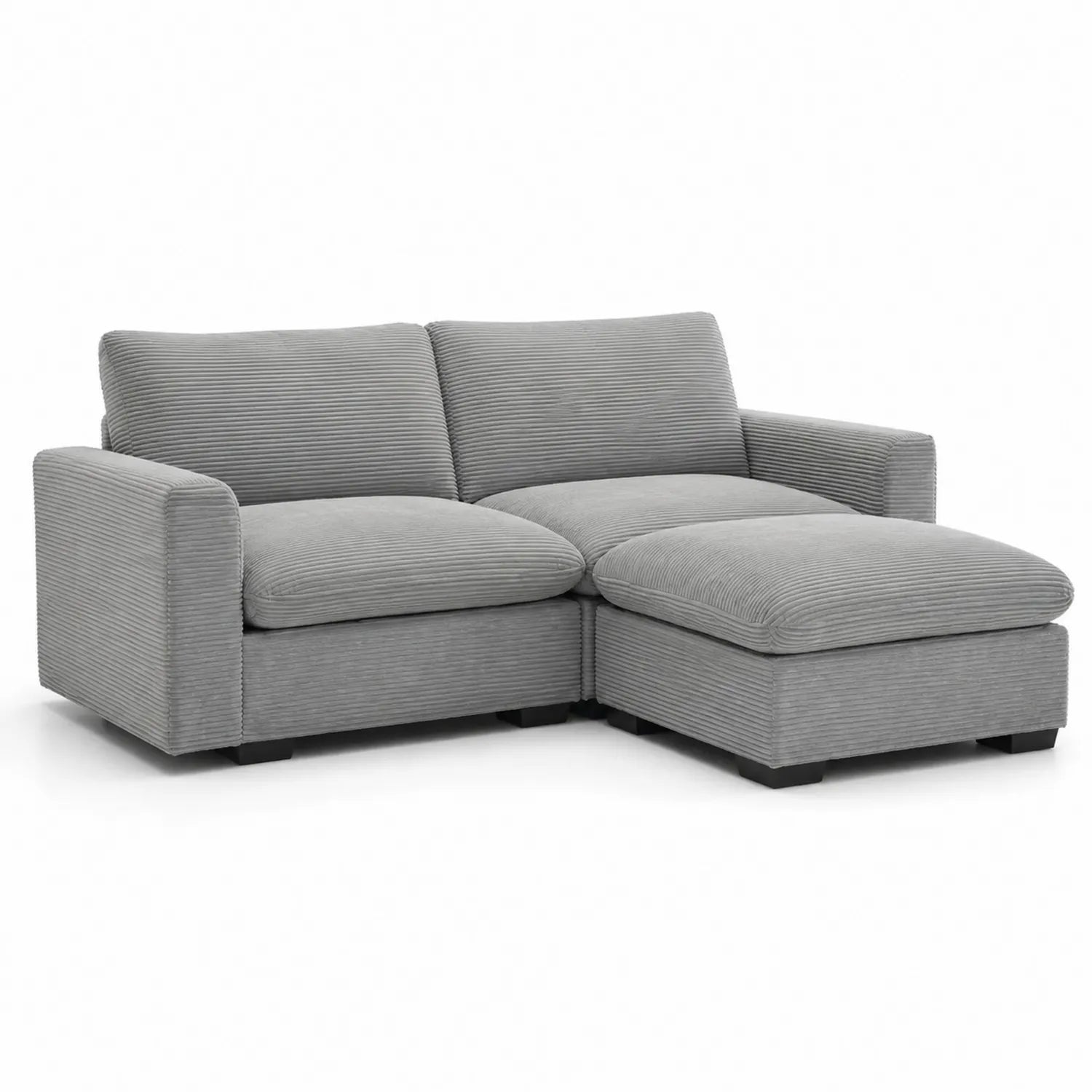 Canapé d'angle en tissu côtelé gris