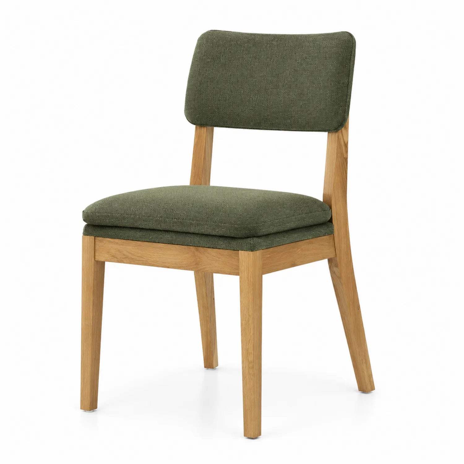 Chaise en chêne avec revêtement en polyester vert