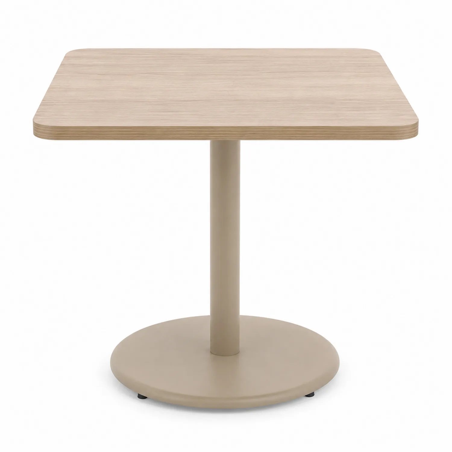 Table carrée en bois de hêtre et base en métal