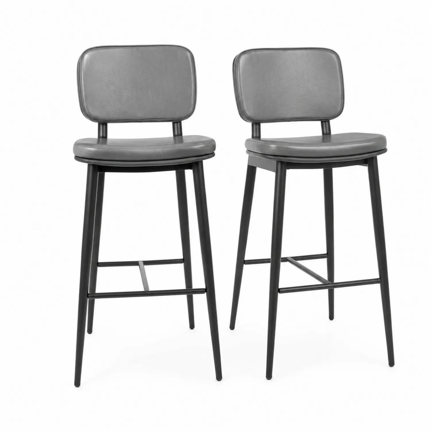 Tabourets de bar en cuir PU et acier Gris