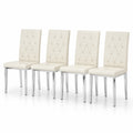 Lot de 4 chaises de salle à manger en cuir synthétique blanc avec pieds en métal chromé