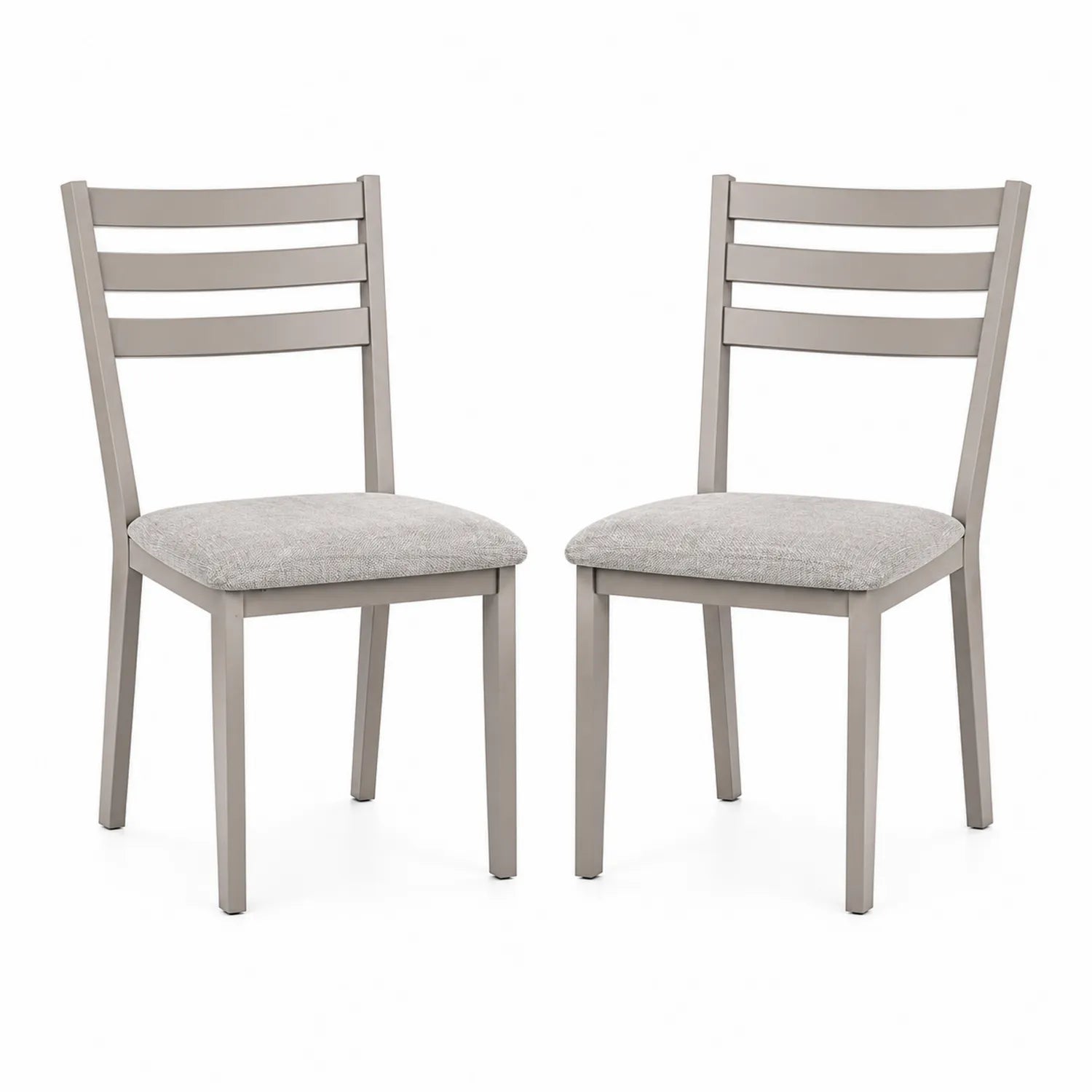 Lot de 2 chaises en métal avec assise en tissu gris
