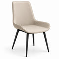 Chaise de Salle à Manger Similicuir Beige Pieds Métal Noir 85cm