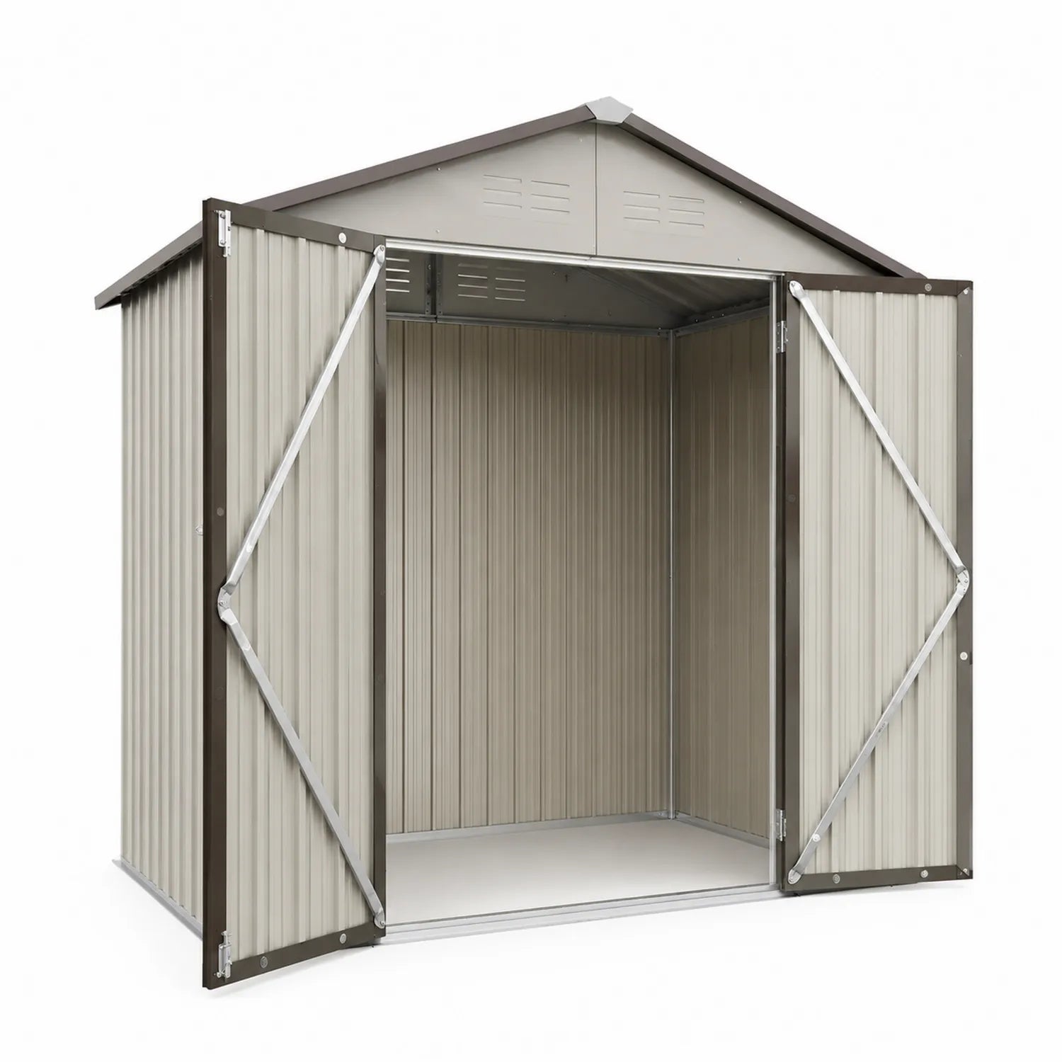 Abri de Jardin en Acier Beige 216x119x177 cm
