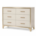 Commode à 6 tiroirs en bois et métal doré Beige