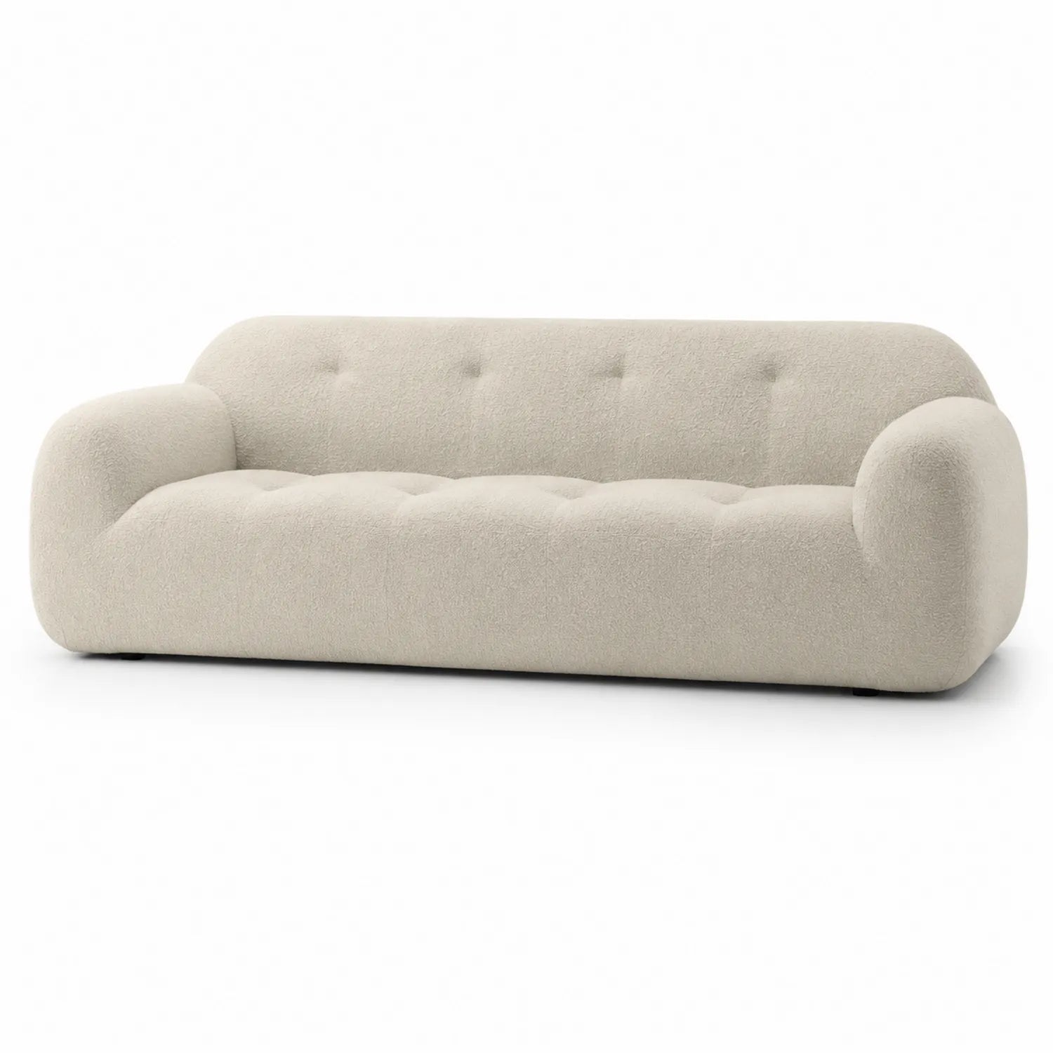 Canapé trois places en tissu bouclé beige 230cm