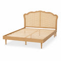 Lit double en bois et rotin 140x200 cm