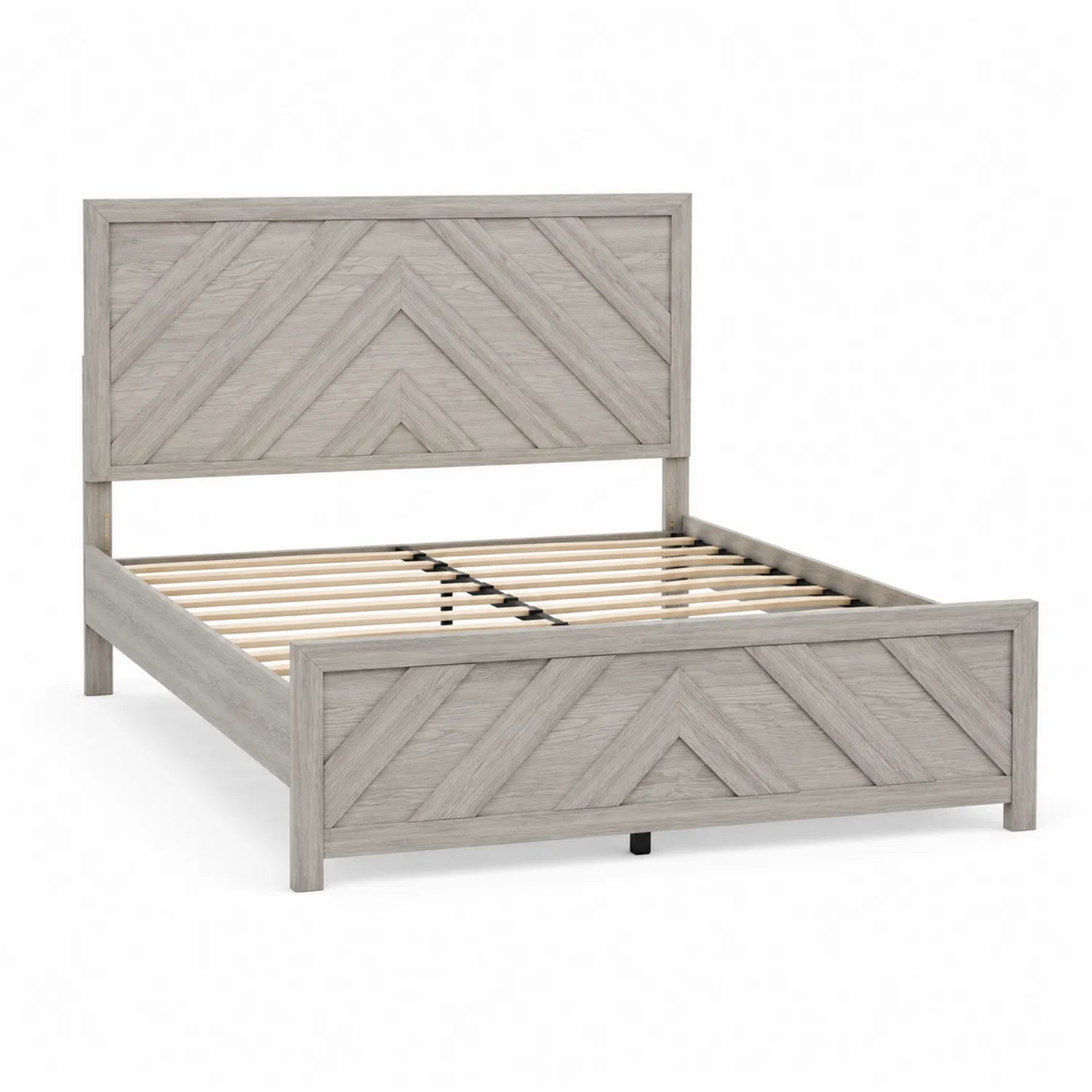 Lit en bois motif chevron Gris 200x160 cm