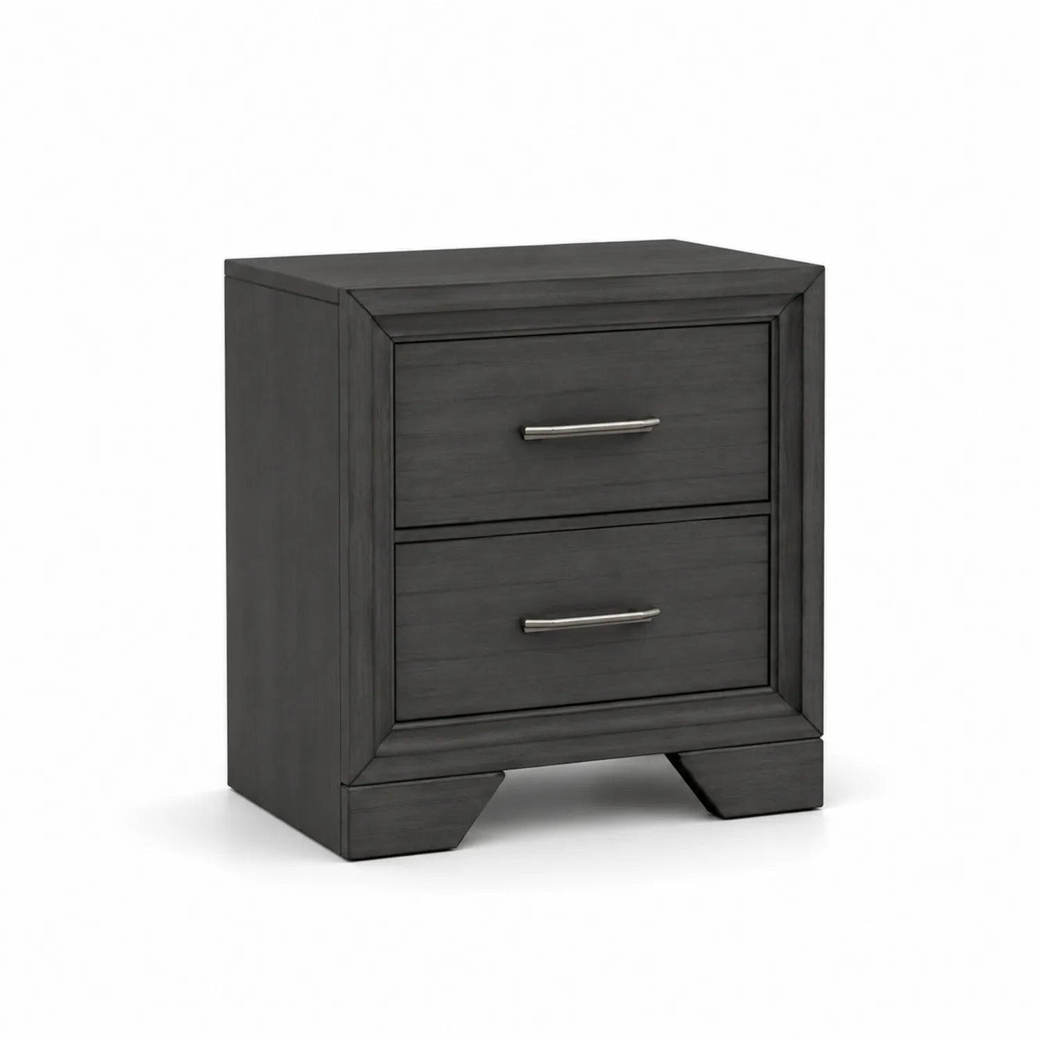 Table de chevet en bois gris 2 tiroirs 60x40x50 cm