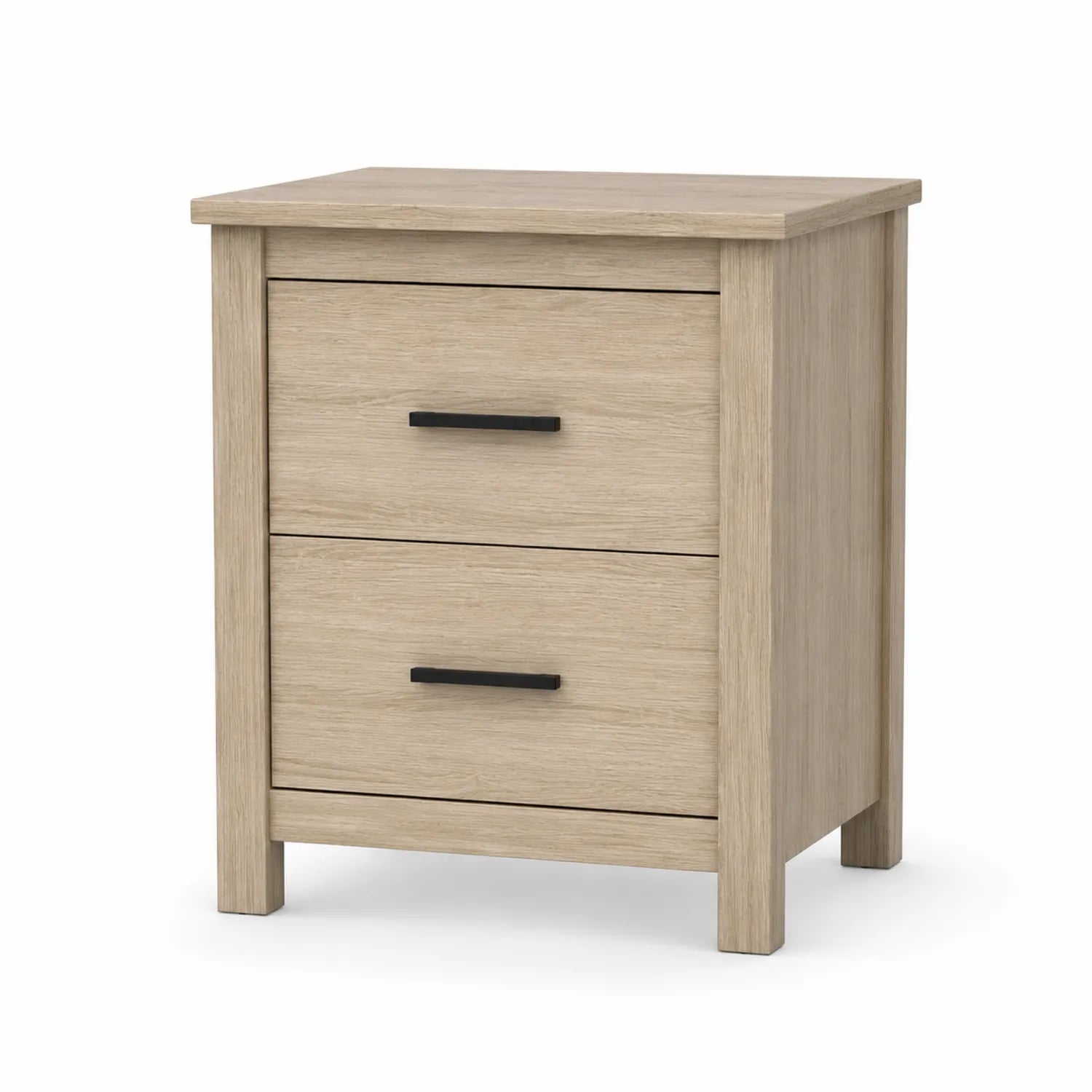 Table de chevet en bois d'ingénierie 2 tiroirs chêne clair