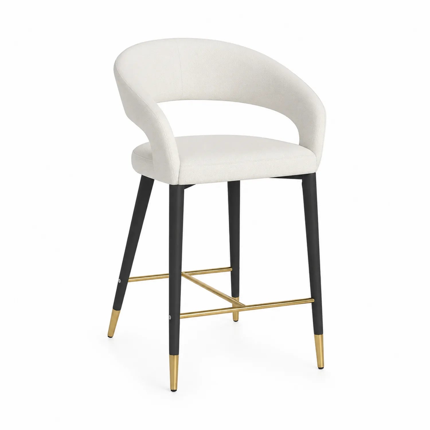 Tabouret de bar en métal et tissu blanc 65 cm