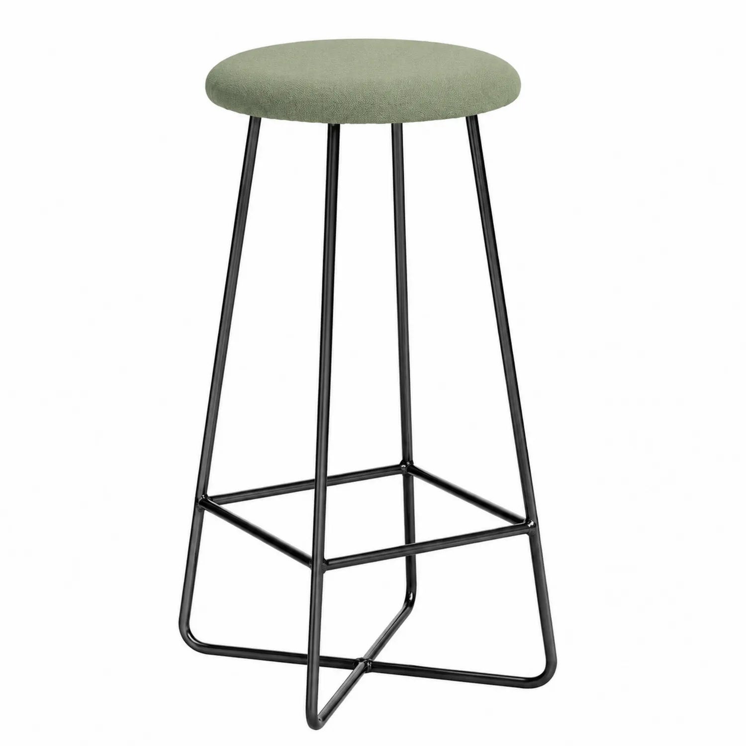 Tabouret de bar en tissu et métal vert