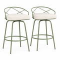 Ensemble de 2 tabourets de bar en métal vert avec assise beige