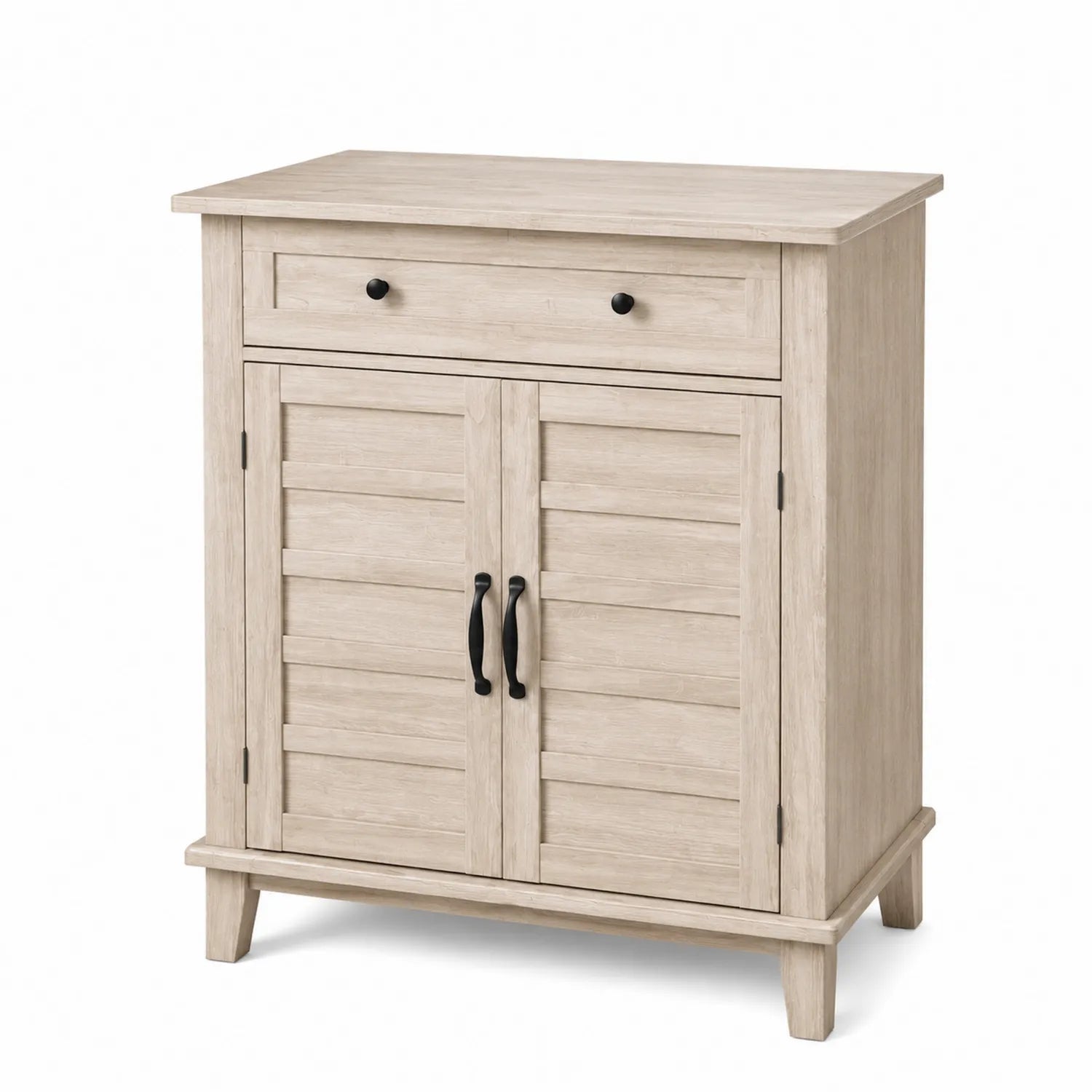 Buffet en bois massif beige avec tiroir et deux portes 80x40x100 cm